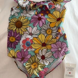 Angel Season Toddler Sunflower Ruffle One-Piece Swimsuit size 2T NWT